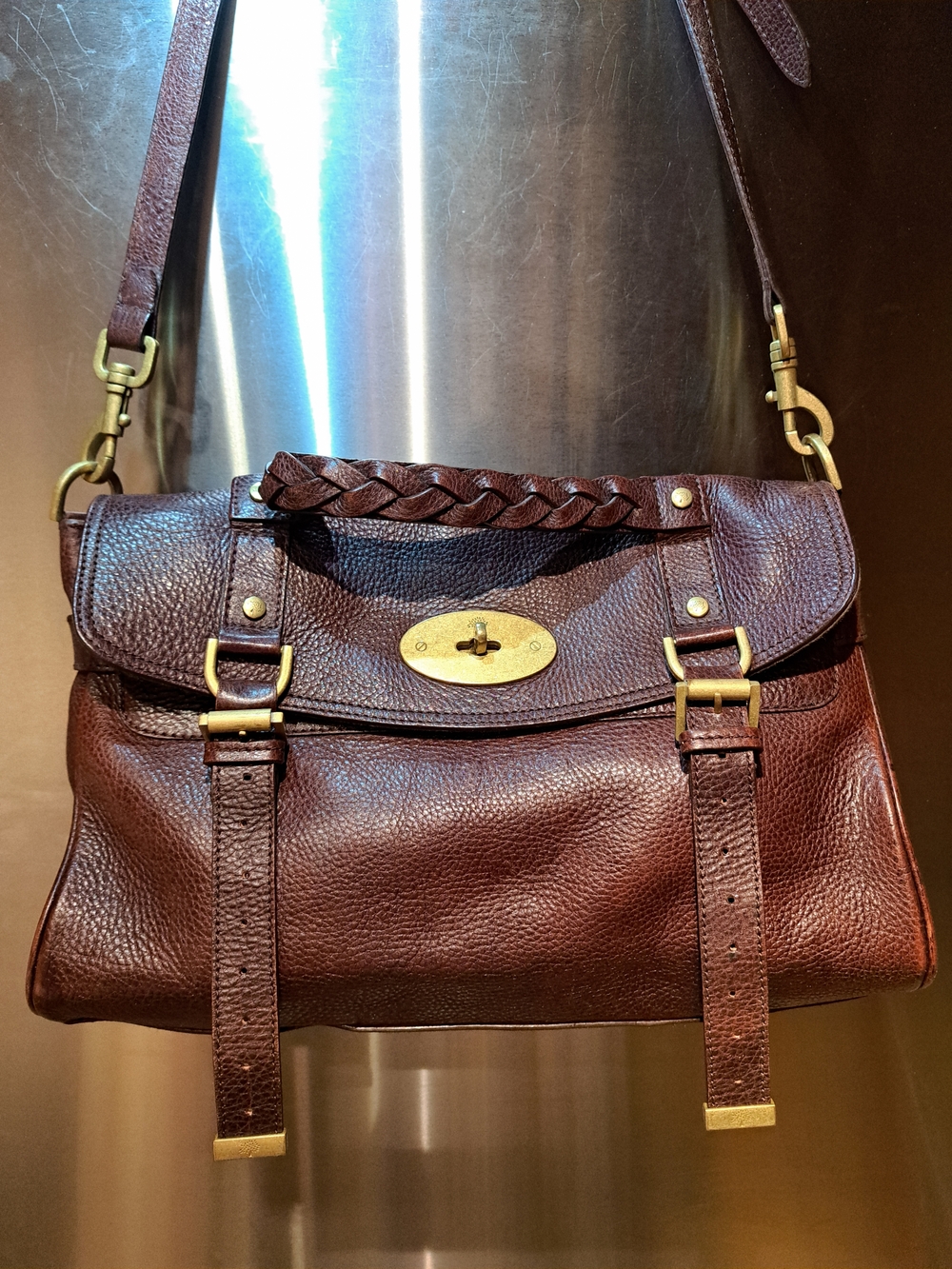 Brown Leather Shoulder Bag Mulberry - Classic Braided Handle